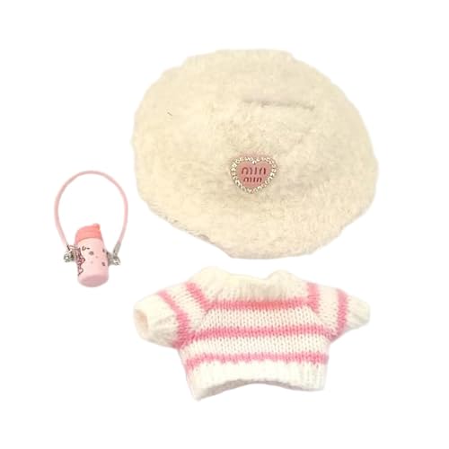TTETTZ Puppenkleidung Miniaturhut Geburtstagsgeschenk Mode Dekorative Party Dress up Mini Strickstreifenpullover mit kleinem Wasserkocher, Rosa von TTETTZ