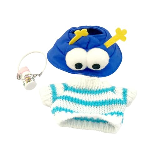 TTETTZ Puppenkleidung Puppenkleidung Anziehgeschenk Outfits Set Bequem Niedlich mit kleinem Mini Strick Streifenpullover, Blauer Hut TTETTZ Puppenkleidung Puppenkleidung Anziehgeschenk Outfits Set Bequem Niedlich mit kleinem Mini Strick Streifenpullover, Blauer Hut von TTETTZ