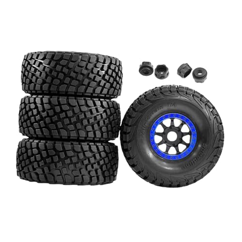 TTETTZ Rc Modellauto Reifen 4 Stück Leistungsstarke Reifen mit Verbinder für 1/7 Und 1/8 Short Cards Und Desert Trucks für Rennen Und Geländefahrten, Blau von TTETTZ