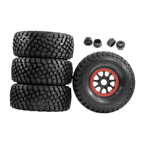 TTETTZ Rc Modellauto Reifen 4 Stück Leistungsstarke Reifen mit Verbinder für 1/7 Und 1/8 Short Cards Und Desert Trucks für Rennen Und Geländefahrten, Rot von TTETTZ