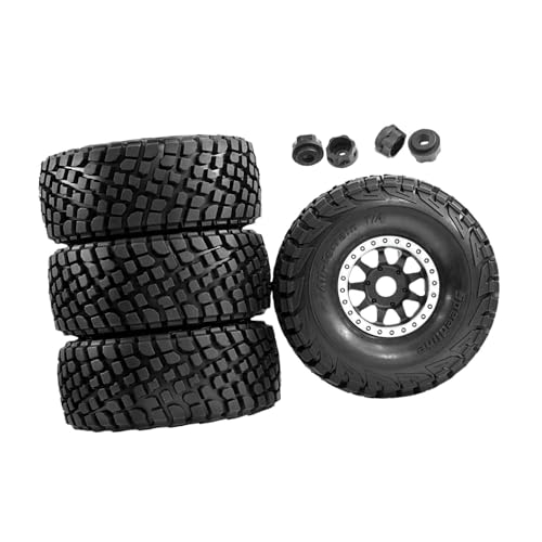 TTETTZ Rc Modellauto Reifen 4 Stück Leistungsstarke Reifen mit Verbinder für 1/7 Und 1/8 Short Cards Und Desert Trucks für Rennen Und Geländefahrten, Silber von TTETTZ