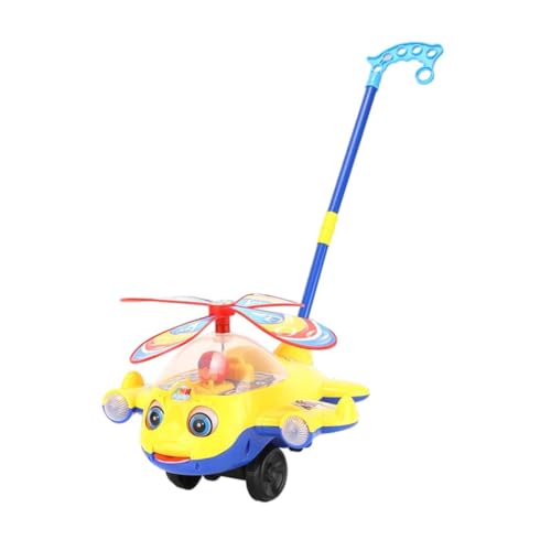 TTETTZ Schiebespielzeug mit Rad, Lernspielzeug, Entwicklungsspielzeug, Schiebe Und Ziehspielzeug, Cartoon Flugzeug, Spielzeugtrolley für Jungen, Mädchen, Ki, L Yellow TTETTZ Schiebespielzeug mit Rad, Lernspielzeug, Entwicklungsspielzeug, Schiebe Und Ziehspielzeug, Cartoon Flugzeug, Spielzeugtrolley für Jungen, Mädchen, Ki, L Yellow von TTETTZ
