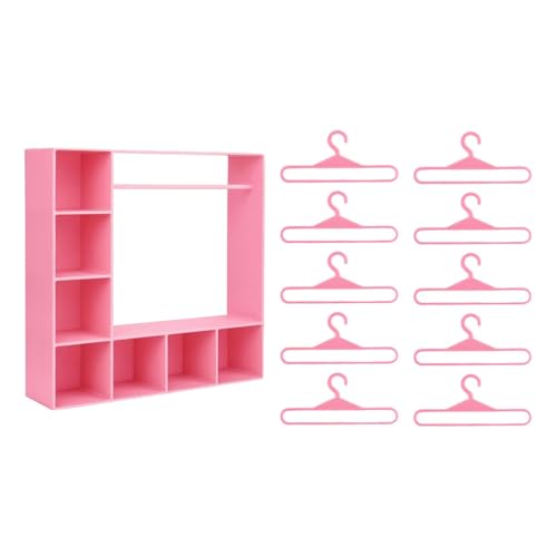 TTETTZ Stylischer Puppen Kleiderschrank mit Kompartimenten Ideal Zur Präsentation von Modeaccessoires Kompakt Und Tragbar für Puppenhäuser Vitrinen, Rosa von TTETTZ
