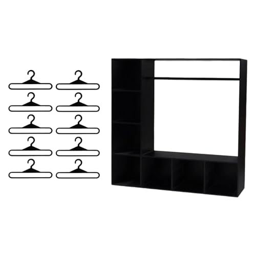 TTETTZ Stylischer Puppen Kleiderschrank mit Kompartimenten Ideal Zur Präsentation von Modeaccessoires Kompakt Und Tragbar für Puppenhäuser Vitrinen, Schwarz von TTETTZ