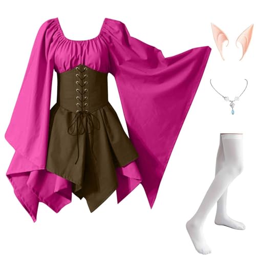Damen Mittelalter Kleidung 4 Teilig Renaissance Kleid mit Trompetenärmel Halloween Kostüm Corsage Faschingskostüme Mittelalter Kleid Gothic Mittelalterkleid Vintage Hexenkleid Karneval Kostüm Damen Mittelalter Kleidung 4 Teilig Renaissance Kleid mit Trompetenärmel Halloween Kostüm Corsage Faschingskostüme Mittelalter Kleid Gothic Mittelalterkleid Vintage Hexenkleid Karneval Kostüm von TTFDJG