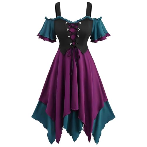 TTFDJG Gothic Kleidung Damen Lila Halloween Hexenkostüm Trägerkleid Lang Karneval Kostüm Mittelalter Kleid Vintage Partykleid Hexenkleid Steampunk Halloween Kostüm Corsagenkleid Medieval Dress TTFDJG Gothic Kleidung Damen Lila Halloween Hexenkostüm Trägerkleid Lang Karneval Kostüm Mittelalter Kleid Vintage Partykleid Hexenkleid Steampunk Halloween Kostüm Corsagenkleid Medieval Dress von TTFDJG