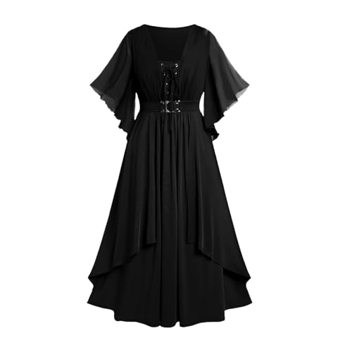 TTFDJG Gothic Kleidung Damen Schwarz Halloween Hexenkostüm Corsagenkleid Karneval Kostüm Mittelalter Kleid mit Fledermausärmel Steampunk Vintage Partykleid Maxi Medieval Corset Dress Faschingskostüme TTFDJG Gothic Kleidung Damen Schwarz Halloween Hexenkostüm Corsagenkleid Karneval Kostüm Mittelalter Kleid mit Fledermausärmel Steampunk Vintage Partykleid Maxi Medieval Corset Dress Faschingskostüme von TTFDJG