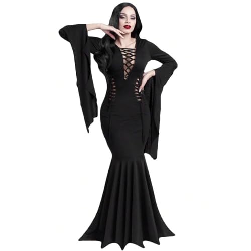 TTFDJG Halloween Hexenkostüm Damen Gothic Kleid mit Trompetenärmel Hexenkleid Lang Eng Karneval Kostüm Mittelalter Kleid Steampunk Vintage Partykleid Maxi Medieval Dress Faschingskostüme TTFDJG Halloween Hexenkostüm Damen Gothic Kleid mit Trompetenärmel Hexenkleid Lang Eng Karneval Kostüm Mittelalter Kleid Steampunk Vintage Partykleid Maxi Medieval Dress Faschingskostüme von TTFDJG