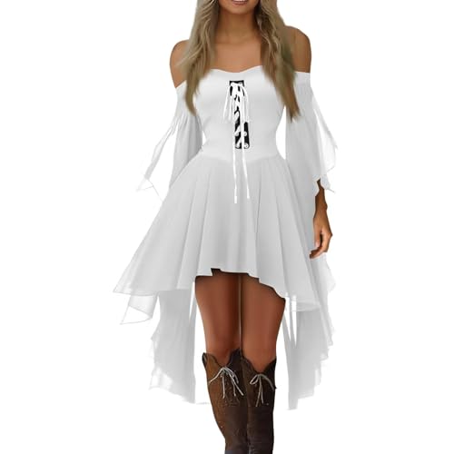 TTFDJG Halloween Kostüm Damen Gothic Kleid Lang Corsagenkleid Mittelalter Kleidung Trägerkleid mit Trompetenärmel Hexenkleid Renaissance Kleid mit Schnürung Chiffonkleid Faschingskostüme Corset Dress TTFDJG Halloween Kostüm Damen Gothic Kleid Lang Corsagenkleid Mittelalter Kleidung Trägerkleid mit Trompetenärmel Hexenkleid Renaissance Kleid mit Schnürung Chiffonkleid Faschingskostüme Corset Dress von TTFDJG
