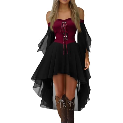 TTFDJG Halloween Kostüm Damen Gothic Kleid Lang Corsagenkleid Mittelalter Kleidung Trägerkleid mit Trompetenärmel Hexenkleid Renaissance Kleid mit Schnürung Chiffonkleid Faschingskostüme Corset Dress TTFDJG Halloween Kostüm Damen Gothic Kleid Lang Corsagenkleid Mittelalter Kleidung Trägerkleid mit Trompetenärmel Hexenkleid Renaissance Kleid mit Schnürung Chiffonkleid Faschingskostüme Corset Dress von TTFDJG