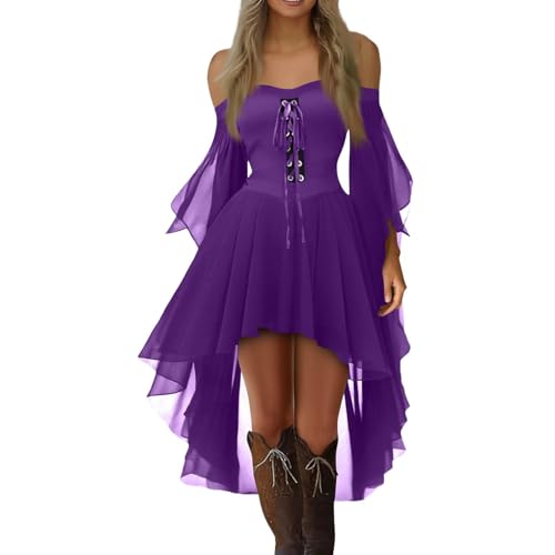 TTFDJG Halloween Kostüm Damen Gothic Kleid Lang Corsagenkleid Mittelalter Kleidung Trägerkleid mit Trompetenärmel Hexenkleid Renaissance Kleid mit Schnürung Chiffonkleid Faschingskostüme Corset Dress TTFDJG Halloween Kostüm Damen Gothic Kleid Lang Corsagenkleid Mittelalter Kleidung Trägerkleid mit Trompetenärmel Hexenkleid Renaissance Kleid mit Schnürung Chiffonkleid Faschingskostüme Corset Dress von TTFDJG
