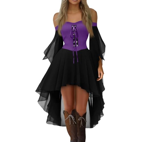 TTFDJG Halloween Kostüm Damen Gothic Kleid Lang Corsagenkleid Mittelalter Kleidung Trägerkleid mit Trompetenärmel Hexenkleid Renaissance Kleid mit Schnürung Chiffonkleid Faschingskostüme Corset Dress TTFDJG Halloween Kostüm Damen Gothic Kleid Lang Corsagenkleid Mittelalter Kleidung Trägerkleid mit Trompetenärmel Hexenkleid Renaissance Kleid mit Schnürung Chiffonkleid Faschingskostüme Corset Dress von TTFDJG