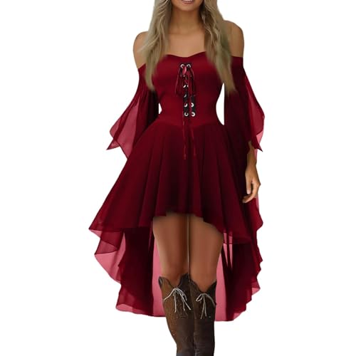 TTFDJG Halloween Kostüm Damen Gothic Kleid Lang Corsagenkleid Mittelalter Kleidung Trägerkleid mit Trompetenärmel Hexenkleid Renaissance Kleid mit Schnürung Chiffonkleid Faschingskostüme Corset Dress TTFDJG Halloween Kostüm Damen Gothic Kleid Lang Corsagenkleid Mittelalter Kleidung Trägerkleid mit Trompetenärmel Hexenkleid Renaissance Kleid mit Schnürung Chiffonkleid Faschingskostüme Corset Dress von TTFDJG
