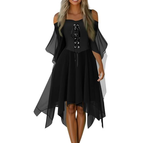 TTFDJG Halloween Kostüm Damen Gothic Kleid Lang Corsagenkleid Mittelalter Kleidung Trägerkleid mit Trompetenärmel Vintage Renaissance Kleid mit Schnürung Chiffonkleid Faschingskostüme Corset Dress TTFDJG Halloween Kostüm Damen Gothic Kleid Lang Corsagenkleid Mittelalter Kleidung Trägerkleid mit Trompetenärmel Vintage Renaissance Kleid mit Schnürung Chiffonkleid Faschingskostüme Corset Dress von TTFDJG