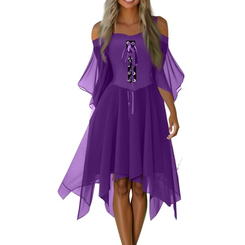 TTFDJG Halloween Kostüm Damen Gothic Kleid Lang Corsagenkleid Mittelalter Kleidung Trägerkleid mit Trompetenärmel Vintage Renaissance Kleid mit Schnürung Chiffonkleid Faschingskostüme Corset Dress TTFDJG Halloween Kostüm Damen Gothic Kleid Lang Corsagenkleid Mittelalter Kleidung Trägerkleid mit Trompetenärmel Vintage Renaissance Kleid mit Schnürung Chiffonkleid Faschingskostüme Corset Dress von TTFDJG