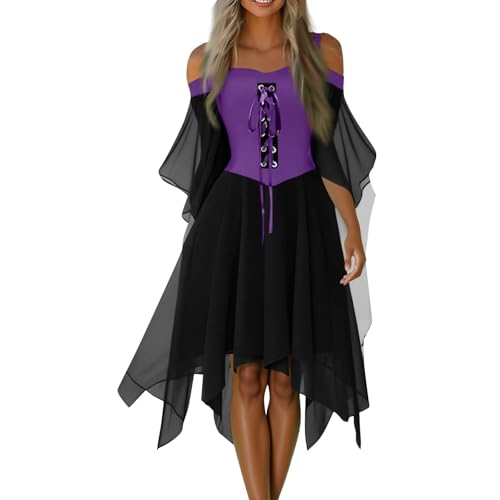 TTFDJG Halloween Kostüm Damen Gothic Kleid Lang Corsagenkleid Mittelalter Kleidung Trägerkleid mit Trompetenärmel Vintage Renaissance Kleid mit Schnürung Chiffonkleid Faschingskostüme Corset Dress TTFDJG Halloween Kostüm Damen Gothic Kleid Lang Corsagenkleid Mittelalter Kleidung Trägerkleid mit Trompetenärmel Vintage Renaissance Kleid mit Schnürung Chiffonkleid Faschingskostüme Corset Dress von TTFDJG
