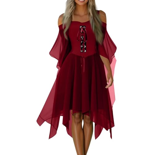 TTFDJG Halloween Kostüm Damen Gothic Kleid Lang Corsagenkleid Mittelalter Kleidung Trägerkleid mit Trompetenärmel Vintage Renaissance Kleid mit Schnürung Chiffonkleid Faschingskostüme Corset Dress TTFDJG Halloween Kostüm Damen Gothic Kleid Lang Corsagenkleid Mittelalter Kleidung Trägerkleid mit Trompetenärmel Vintage Renaissance Kleid mit Schnürung Chiffonkleid Faschingskostüme Corset Dress von TTFDJG