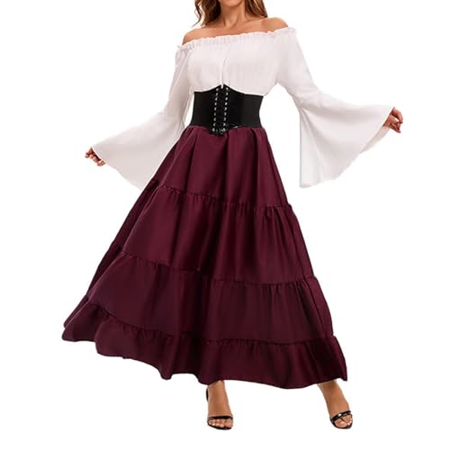 TTFDJG Korsett Kleid Damen Lang Mittelalter Kleid Schulterfrei Corsagenkleid Elegant Karneval Kostüm Maxikleid mit Trompetenärmel Vintage Faschingskostüme Renaissance Kostüme Corset Dress TTFDJG Korsett Kleid Damen Lang Mittelalter Kleid Schulterfrei Corsagenkleid Elegant Karneval Kostüm Maxikleid mit Trompetenärmel Vintage Faschingskostüme Renaissance Kostüme Corset Dress von TTFDJG
