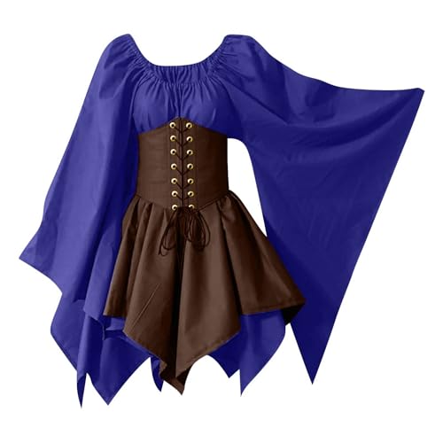 TTFDJG Mittelalter Kleid Damen Kurz Gothic Kleid mit Trompetenärmel Corsagenkleid Vintage Karneval Kostüm Tailliert Mittelalterkleid Renaissance Frauen Halloween Kostüm Hexenkleid Faschingskostüme TTFDJG Mittelalter Kleid Damen Kurz Gothic Kleid mit Trompetenärmel Corsagenkleid Vintage Karneval Kostüm Tailliert Mittelalterkleid Renaissance Frauen Halloween Kostüm Hexenkleid Faschingskostüme von TTFDJG