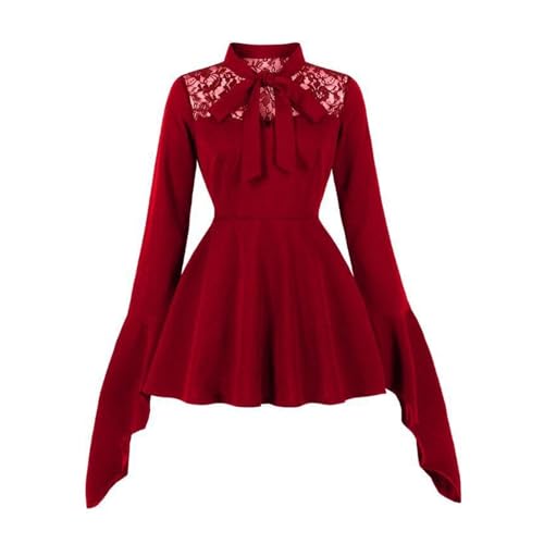 TTFDJG Mittelalter Kleid Damen Kurz Halloween Kostüm Spitzenkleid A Linie Faschingskostüme Skaterkleid mit Trompetenärmel Hexenkleid Schwingender Rock Faltenkleid Tailliert Karneval Kostüm TTFDJG Mittelalter Kleid Damen Kurz Halloween Kostüm Spitzenkleid A Linie Faschingskostüme Skaterkleid mit Trompetenärmel Hexenkleid Schwingender Rock Faltenkleid Tailliert Karneval Kostüm von TTFDJG
