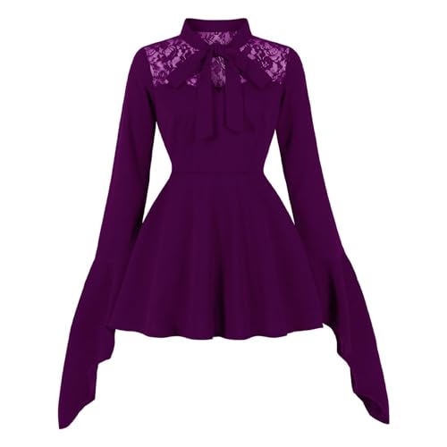 TTFDJG Mittelalter Kleid Damen Kurz Halloween Kostüm Spitzenkleid A Linie Faschingskostüme Skaterkleid mit Trompetenärmel Hexenkleid Schwingender Rock Faltenkleid Tailliert Karneval Kostüm TTFDJG Mittelalter Kleid Damen Kurz Halloween Kostüm Spitzenkleid A Linie Faschingskostüme Skaterkleid mit Trompetenärmel Hexenkleid Schwingender Rock Faltenkleid Tailliert Karneval Kostüm von TTFDJG