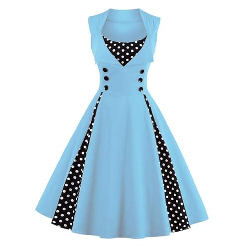 TTFDJG Rockabilly Kleider Damen Ärmellos Cocktailkleid Vintage Abendkleid A Linie Mittelalter Kleidung Punkte Kleider Schwingender Rock Knielang Renaissance Ballkleid Gepunktetes Mittelalterkleid von TTFDJG