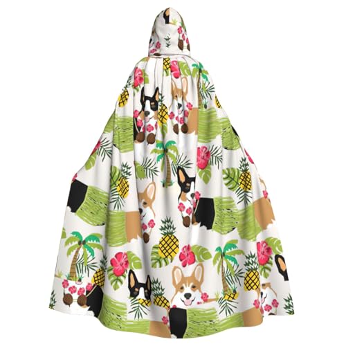 TTIGLHOH Corgi Hawaiianischer tropischer Sommer-Ananas-Druck, großer Kapuzenumhang für Erwachsene, Halloween, mit Kapuze, 140 cm lang, ideal für Zauberer-Bademantel TTIGLHOH Corgi Hawaiianischer tropischer Sommer-Ananas-Druck, großer Kapuzenumhang für Erwachsene, Halloween, mit Kapuze, 140 cm lang, ideal für Zauberer-Bademantel von TTIGLHOH