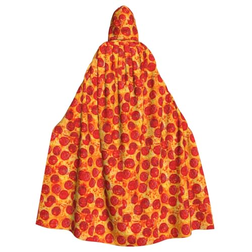 TTIGLHOH Großer Kapuzenumhang mit 3D-Pfefferoni-Druck, für Erwachsene, Halloween, 140 cm lang, ideal für Zauberer-Bademantel von TTIGLHOH