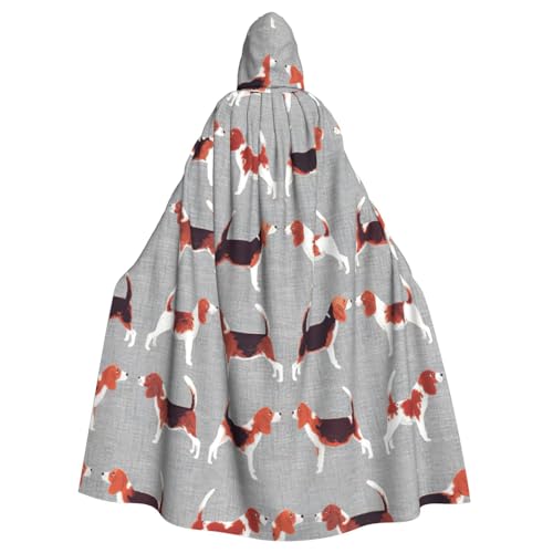 TTIGLHOH Großer Kapuzenumhang mit Beagle-Muster, für Erwachsene, Halloween, 140 cm lang, ideal für Zauberer-Bademantel von TTIGLHOH