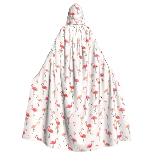 TTIGLHOH Großer Kapuzenumhang mit Flamingo-Aufdruck für Erwachsene, Halloween, 140 cm lang, ideal für Zauberer-Bademantel von TTIGLHOH