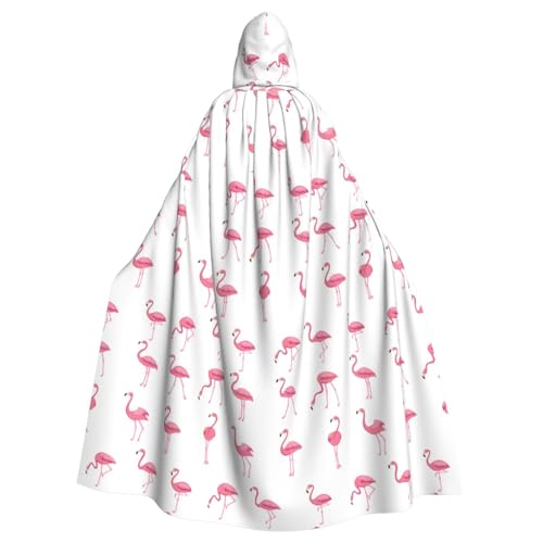 TTIGLHOH Großer Kapuzenumhang mit Flamingos auf weißem Druck, für Erwachsene, Halloween, 140 cm lang, ideal für Zauberer-Bademantel TTIGLHOH Großer Kapuzenumhang mit Flamingos auf weißem Druck, für Erwachsene, Halloween, 140 cm lang, ideal für Zauberer-Bademantel von TTIGLHOH