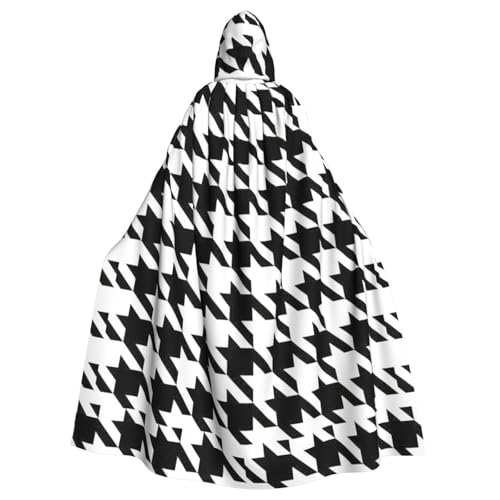 TTIGLHOH Großer Kapuzenumhang mit Hahnentrittmuster, für Erwachsene, Halloween, 140 cm lang, ideal für Zauberer-Bademantel TTIGLHOH Großer Kapuzenumhang mit Hahnentrittmuster, für Erwachsene, Halloween, 140 cm lang, ideal für Zauberer-Bademantel von TTIGLHOH