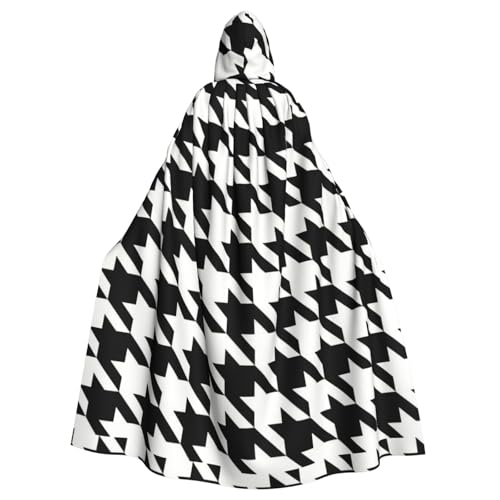 TTIGLHOH Großer Kapuzenumhang mit Hahnentrittmuster, für Erwachsene, Halloween, 140 cm lang, ideal für Zauberer-Bademantel von TTIGLHOH