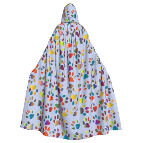TTIGLHOH Großer Kapuzenumhang mit Hundepfotenabdruck, für Erwachsene, Halloween, 140 cm lang, ideal für Zauberer-Bademantel von TTIGLHOH