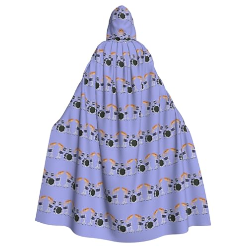 TTIGLHOH Großer Kapuzenumhang mit Jazz-Trommel-Druck, für Erwachsene, Halloween, 140 cm lang, ideal für Zauberer-Robe TTIGLHOH Großer Kapuzenumhang mit Jazz-Trommel-Druck, für Erwachsene, Halloween, 140 cm lang, ideal für Zauberer-Robe von TTIGLHOH