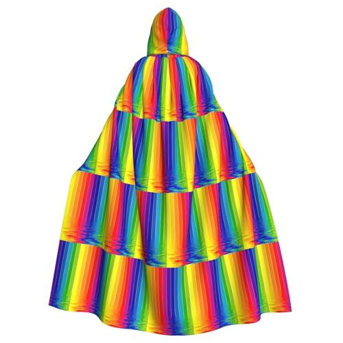 TTIGLHOH Großer Kapuzenumhang mit Regenbogenstreifen-Druck, für Erwachsene, Halloween, 140 cm lang, ideal für Zauberer-Bademantel TTIGLHOH Großer Kapuzenumhang mit Regenbogenstreifen-Druck, für Erwachsene, Halloween, 140 cm lang, ideal für Zauberer-Bademantel von TTIGLHOH