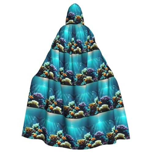 TTIGLHOH Großer Kapuzenumhang mit Unterwasserlandschaft für Erwachsene, Halloween, 140 cm lang, ideal für Zauberer-Bademantel TTIGLHOH Großer Kapuzenumhang mit Unterwasserlandschaft für Erwachsene, Halloween, 140 cm lang, ideal für Zauberer-Bademantel von TTIGLHOH