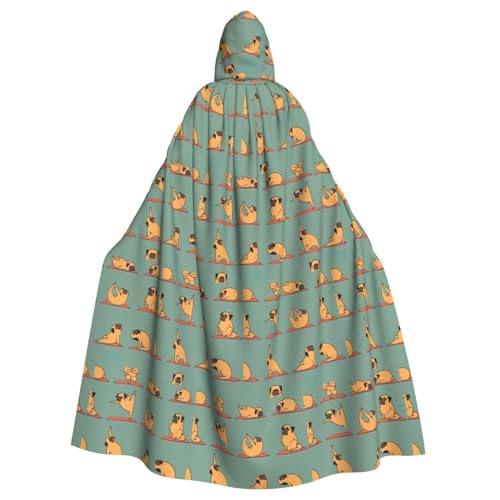 TTIGLHOH Großer Kapuzenumhang mit Yoga-Mops-Aufdruck, für Erwachsene, Halloween, 140 cm lang, ideal für Zauberer-Bademantel TTIGLHOH Großer Kapuzenumhang mit Yoga-Mops-Aufdruck, für Erwachsene, Halloween, 140 cm lang, ideal für Zauberer-Bademantel von TTIGLHOH