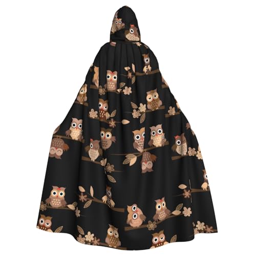 TTIGLHOH Großer Kapuzenumhang mit süßem braunem Cartoon-Eulen-Druck, für Erwachsene, Halloween, 140 cm lang, ideal für Zauberer-Bademantel TTIGLHOH Großer Kapuzenumhang mit süßem braunem Cartoon-Eulen-Druck, für Erwachsene, Halloween, 140 cm lang, ideal für Zauberer-Bademantel von TTIGLHOH