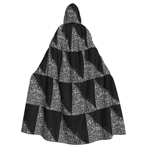 TTIGLHOH Schwarz-weißer Glitzer-Druck, großer Kapuzenumhang für Erwachsene, Halloween, 140 cm lang, ideal für Zauberer-Bademantel TTIGLHOH Schwarz-weißer Glitzer-Druck, großer Kapuzenumhang für Erwachsene, Halloween, 140 cm lang, ideal für Zauberer-Bademantel von TTIGLHOH