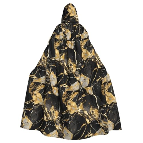 TTIGLHOH Schwarzer Marmor-Textur, goldener Druck, großer Kapuzenumhang für Erwachsene, Halloween, 140 cm lang, ideal für Zauberer-Bademantel TTIGLHOH Schwarzer Marmor-Textur, goldener Druck, großer Kapuzenumhang für Erwachsene, Halloween, 140 cm lang, ideal für Zauberer-Bademantel von TTIGLHOH