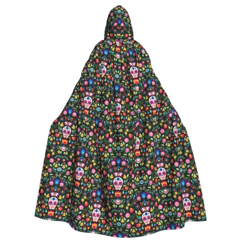 TTIGLHOH Sugar Horror Totenkopf und Blumen, großer Kapuzenumhang für Erwachsene, Halloween, 140 cm lang, ideal für Zauberer-Bademantel TTIGLHOH Sugar Horror Totenkopf und Blumen, großer Kapuzenumhang für Erwachsene, Halloween, 140 cm lang, ideal für Zauberer-Bademantel von TTIGLHOH