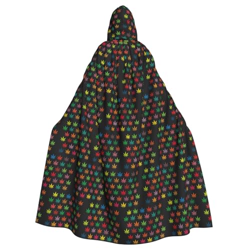 TTIGLHOH Umhang mit buntem Cannabisblätter-Druck, großer Kapuzenumhang für Erwachsene, Halloween, 140 cm lang, ideal für Zauberer-Bademantel TTIGLHOH Umhang mit buntem Cannabisblätter-Druck, großer Kapuzenumhang für Erwachsene, Halloween, 140 cm lang, ideal für Zauberer-Bademantel von TTIGLHOH