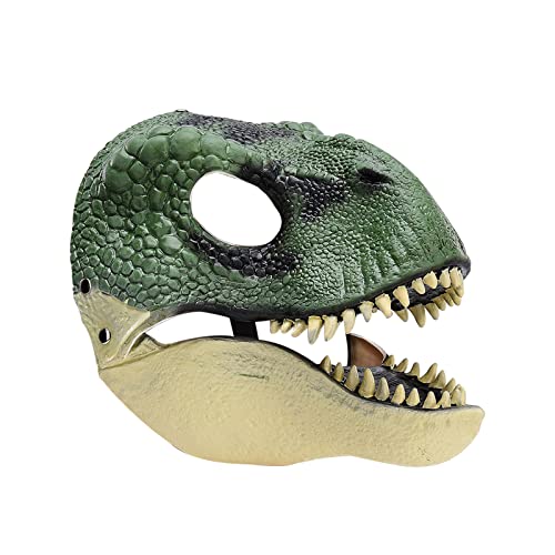 Dinosaurier-Maske mit Beweglichem Mund, Latex-Dinosaurier-Gesichtsabdeckung, Dinosaurier-Maske, Weiches Latex, Tyrannosaurus-Rex-Maske, Halloween-Maske für Halloween, (Grün) von TTOCAR