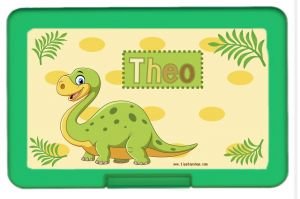 TTS Brotdose Dino PERSONALISIERT Lunchbox Brotbüchse Butterbrotdose für Kinder mit Namen viele Farben viele Motive von TTS