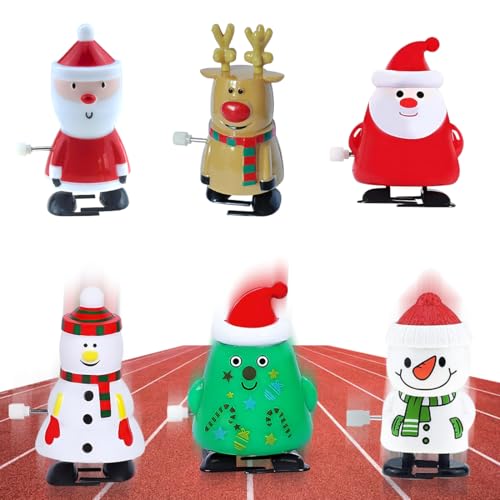 6 Stück Aufziehspielzeug Weihnachten, Figur Uhrwerk Spielzeug Aufziehfigur Adventskalender Füllung, Weihnachts Wind Up Springspielzeug Mitgebsel Kleinigkeiten Geschenke für Baby Kinder Erwachsene von TTSVECD