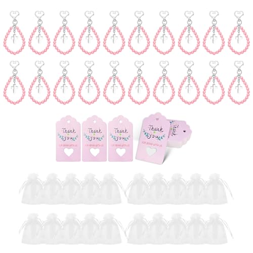 TTTLLNN Elegantes Baby-Taufgeschenk-Set, Kreuze, Perlen, Schlüsselanhänger-Set für Hochzeit und Babyparty, mit Organza-Beuteln TTTLLNN Elegantes Baby-Taufgeschenk-Set, Kreuze, Perlen, Schlüsselanhänger-Set für Hochzeit und Babyparty, mit Organza-Beuteln von TTTLLNN