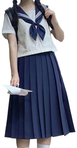 TTYAO REII Japanische Schuluniform für Damen, Matrosenuniform, Cosplay-Kostüm, Anime-Highschool-Outfit für den Abschluss (USA, Alpha, L, XL, Regular, Regular, Weiß-Blau) von TTYAO REII