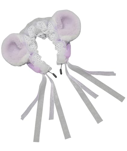 TTYAO REII Kawaii Tierohren Spitze Stirnband Niedliche Katze Kopfbedeckung Plüsch Ohren Anime Cosplay Haarband für Fancy Party (Lila, M) von TTYAO REII