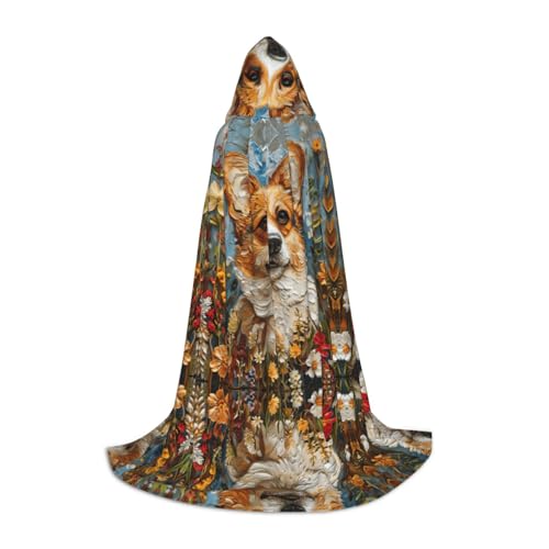 TTYDOKLA Corgi Kapuzenumhang mit Blumenmuster, Frühlingsgarten-Druck, Zauberer- und Renaissance-Kostüm, Umhang mit Kapuze, für Rollenspiele und Partys TTYDOKLA Corgi Kapuzenumhang mit Blumenmuster, Frühlingsgarten-Druck, Zauberer- und Renaissance-Kostüm, Umhang mit Kapuze, für Rollenspiele und Partys von TTYDOKLA